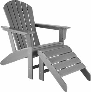 Tectake Krzesło ogrodowe Joan z podnóżkiem - szary 1