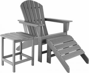 Tectake Krzesło ogrodowe ze stolikiem i podnóżkiem Joan - szary 1