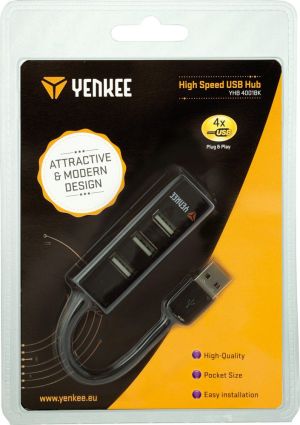 HUB USB Yenkee YHB 4001BK 4x USB-A 2.0 (45007826) 2