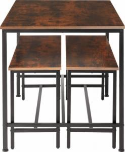 Tectake Stół i dwie ławki loft Bolton - industrialny ciemny 1
