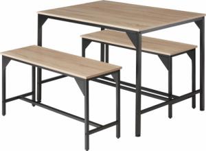 Tectake Stół i dwie ławki loft Bolton - industrialny jasny 1