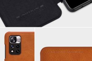 Nillkin Nillkin Qin Case etui do Xiaomi Poco X4 Pro 5G osłona na aparat kabura pokrowiec obudowa z klapką brązowy 9