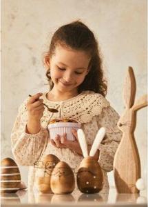 Dekoracja świąteczna DUKA Ozdoba wielkanocna jajko z uszami kropki DUKA MUNTER 16 cm drewniana 2