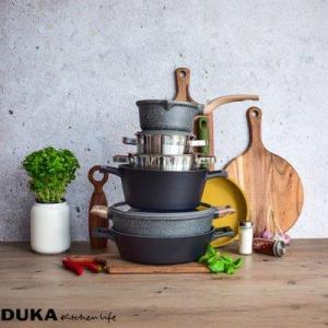 Patelnia DUKA Patelnia z powłoką oliwną DUKA OLLI 28 cm żółta zielona stal nierdzewna 10