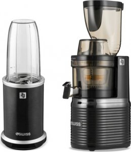 Wyciskarka wolnoobrotowa 4Swiss BM202 x JJ czarna + Smart blender NB102 x JJ 1