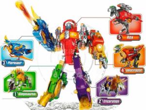 LeanToys Dinobots 2w1 Dinozaur Pistolet na Strzałki Fioletowy Triceratops Tarcza 2