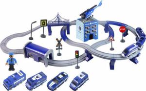 LeanToys Zestaw Miasteczko Policja Pociąg Niebieski 203 km/h 2