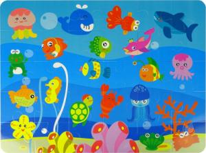 LeanToys Gra Łowienie Rybek Zwierzęta Morskie Drewniane Magnes Puzzle 2 w 1 4