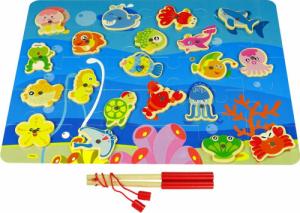 LeanToys Gra Łowienie Rybek Zwierzęta Morskie Drewniane Magnes Puzzle 2 w 1 5