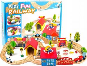 LeanToys Tor samochodowy Kolejka, autka, drzewa, budynki, helikopter  (9835-uniw) 1