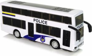 LeanToys Autobus Policyjny Dwupiętrowy Biały z Naciągiem Dźwięk 4