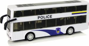 LeanToys Autobus Policyjny Dwupiętrowy Biały z Naciągiem Dźwięk 6