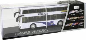 LeanToys Autobus Policyjny Dwupiętrowy Biały z Naciągiem Dźwięk 7