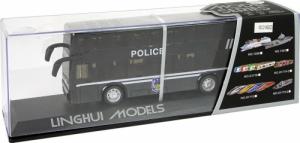 LeanToys Autobus Policyjny Dwupiętrowy Czarny z Naciągiem Dźwięk 2
