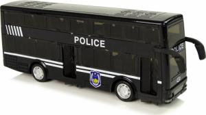 LeanToys Autobus Policyjny Dwupiętrowy Czarny z Naciągiem Dźwięk 6