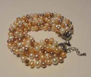 Srebro i Kamienie Bransoleta z pereł naturalnych "pearl goddess" 1