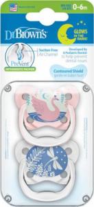 Dr Browns DR BROWN`S PV12007-SMOCZEK ORTODONTYCZNY PREVENT 0-6M-CY 2PAK ŚWIECĄCY W CIEMNOŚĆI RÓŻOWY 2
