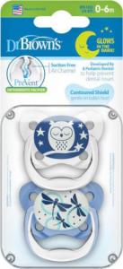 Dr Browns DR BROWN`S PV12008-SMOCZEK ORTODONTYCZNY PREVENT 0-6 M-CY 2PAK ŚWIECĄCY W CIEMNOŚĆI NIEBIESKI 2