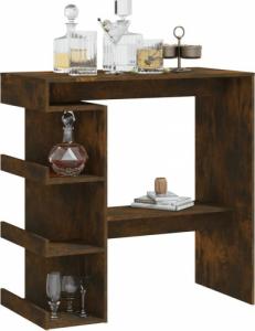 vidaXL Stolik barowy z półkami, przydymiony dąb, 100x50x101,5 cm 4
