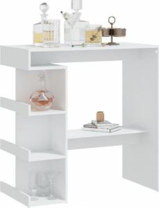 vidaXL Stolik barowy z półkami, biały, 100x50x101,5 cm, płyta wiórowa 4