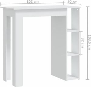 vidaXL Stolik barowy z półkami, biały, 102x50x103,5 cm, płyta wiórowa 7