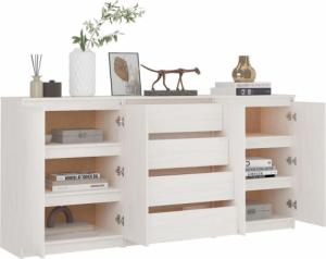 vidaXL Szafki boczne, 3 szt., białe, lite drewno sosnowe 3