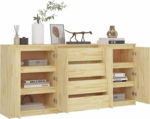 vidaXL Szafki boczne, 3 szt., lite drewno sosnowe 3