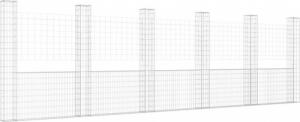 vidaXL Ogrodzenie gabionowe z 6 słupkami, żelazo, 620x20x200 cm 2