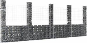 vidaXL Ogrodzenie gabionowe z 5 słupkami, żelazo, 500x20x200 cm! 1