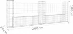vidaXL Ogrodzenie gabionowe z 3 słupkami, żelazo, 260x20x100 cm 6