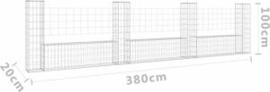 vidaXL Ogrodzenie gabionowe z 4 słupkami, żelazo, 380x20x100 cm! 6