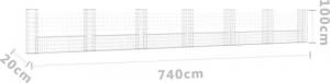 vidaXL Ogrodzenie gabionowe z 7 słupkami, żelazo, 740x20x100 cm! 5