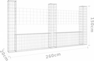 vidaXL 3 słupki gabionowe U-kształtne, 260x20x150 cm, żelazne! 6