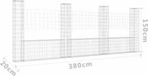 vidaXL 4 słupki gabionowe U-kształtne, 380x20x150 cm, żelazne 6