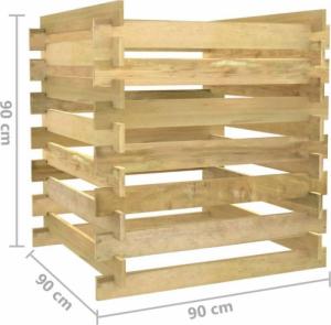 vidaXL Kompostownik z listew, 90x90x90 cm, impregnowana sosna 7