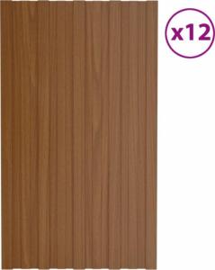 vidaXL Panele dachowe, 12 szt., stal galwanizowana, brązowe, 80x45 cm! 1