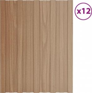 vidaXL Panele dachowe, 12 szt., stal, kolor jasnego drewna, 60x45 cm! 1