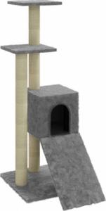 vidaXL Drapak dla kota ze słupkami sizalowymi, jasnoszary, 92 cm! 2