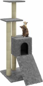 vidaXL Drapak dla kota ze słupkami sizalowymi, jasnoszary, 92 cm! 4