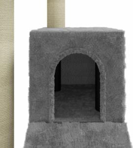 vidaXL Drapak dla kota ze słupkami sizalowymi, jasnoszary, 92 cm! 7