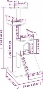 vidaXL Drapak dla kota z sizalowymi słupkami, ciemnoszary, 92 cm! 9