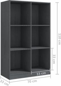 vidaXL Regał na książki, szary, 70x33x110 cm, lite drewno sosnowe! 8