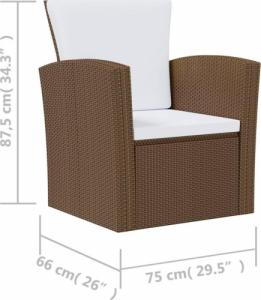 vidaXL 8-cz. zestaw wypoczynkowy do ogrodu, poduszki, rattan PE, brąz 9