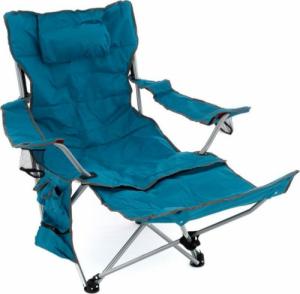 Divero Krzesło kempingowe ze zdejmowanym podnóżkiem, niebieskie 1