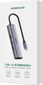 HUB USB Ugreen 1x RJ-45  + 3x USB-A 3.0 (UGR1202GRY) 2