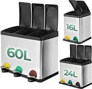 Kosz na śmieci Jago JAGO Kosz na śmieci z pedałem, stal nierdzewna, 3 x 20 L 9