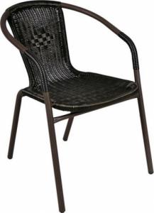 Garthen Krzesło ogrodowe Bistro rattanowe - czarne z brązową strukturą 1