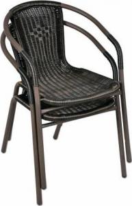 Garthen Krzesło ogrodowe Bistro rattanowe - czarne z brązową strukturą 4