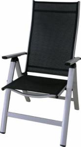 Sun Garden Krzesło ogrodowe rozkładane LONDON srebrny + czarny 1