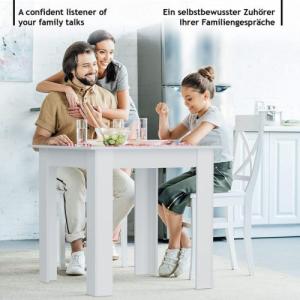 Miadomodo MIADOMODO Stół do jadalni dla 4 osób, biały, 80x80x76,5 cm 3